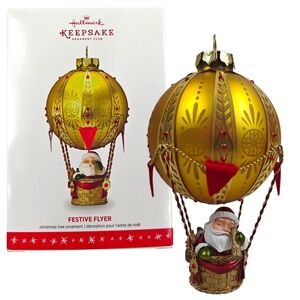 NEW Hallmark Keepsake Ornament Festive Flyer Hot Air Balloon Gold 2016